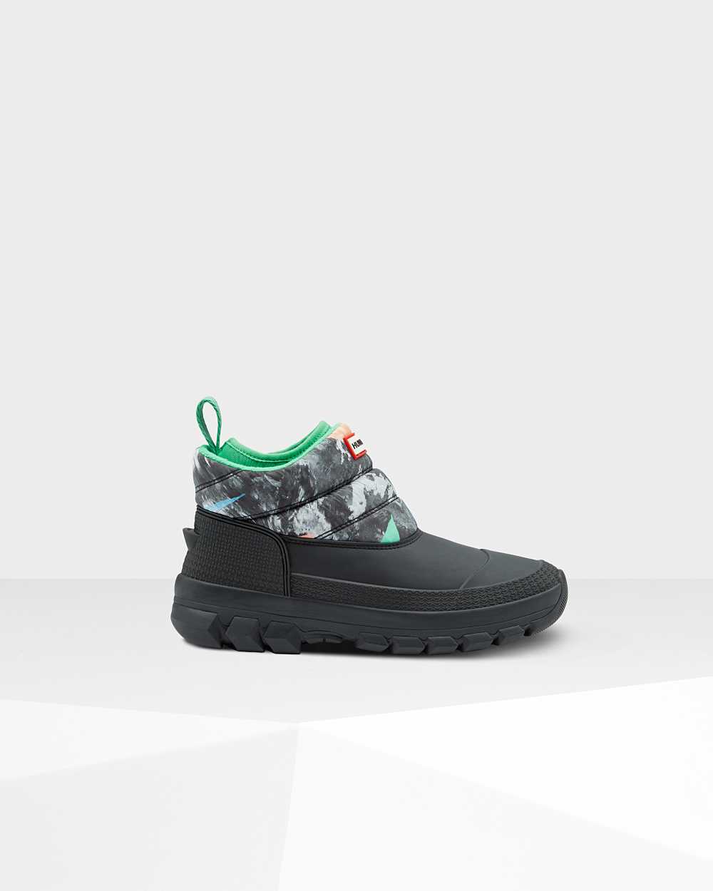 Hunter Original Printed Insulated Ankle Vinterstøvler Sort - Hunter Vinterstøvler Dame | UCE017364